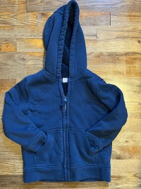 wonder nation Navy Blue Fleece-Lined Zip Hoodie Boys 5/6 Warm Cozy